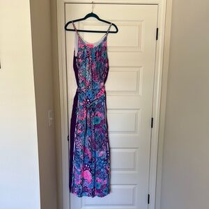 Lilly Pulitzer Blue and Pink Halter Maxi Dress Resort Wear